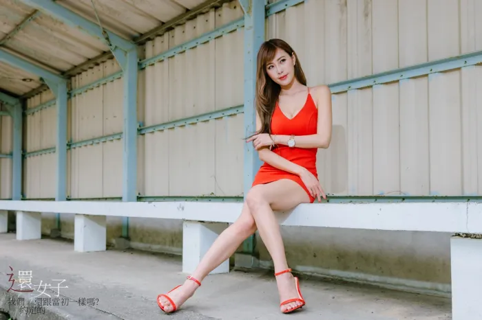 [Mzsock] NO.047 Abby red dress short skirt high heels beautiful legs outdoor shot street photography#[106P]-56