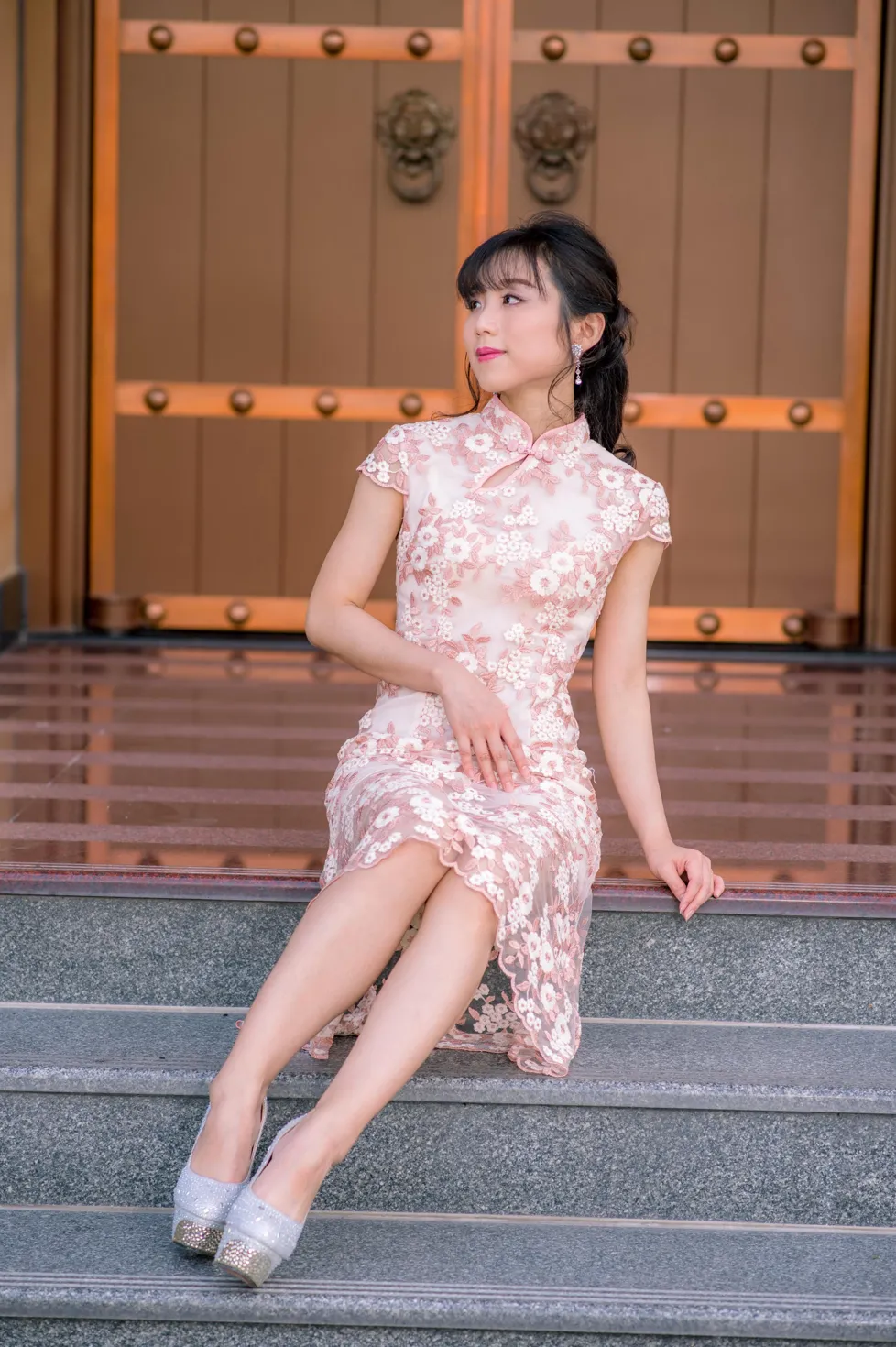 [Mzsock] NO.188 Yu Chen cheongsam high heels beautiful legs street photography#[88P]-88