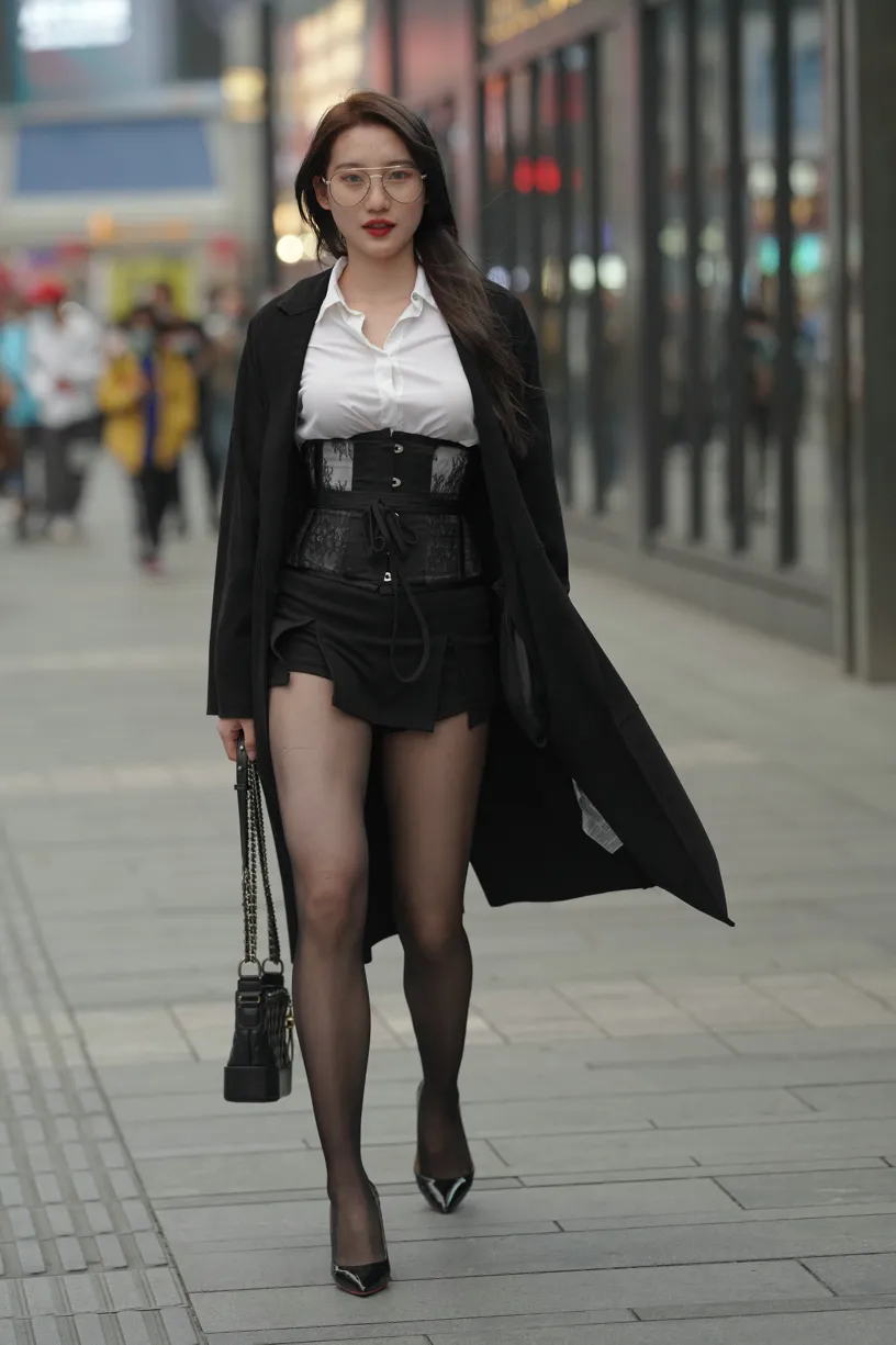 [Mzsock] NO.160 Long legs in black stockings street photography#[105P]-40